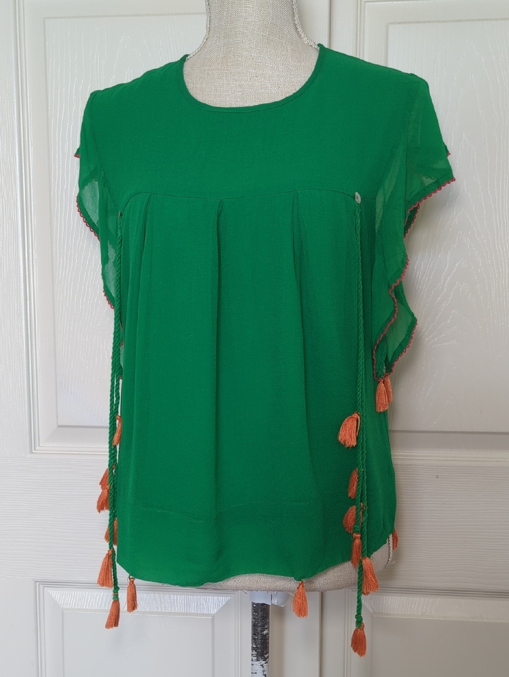 Anthropologie Emerald Tassel Top by Banjanan - Picture 4 of 10